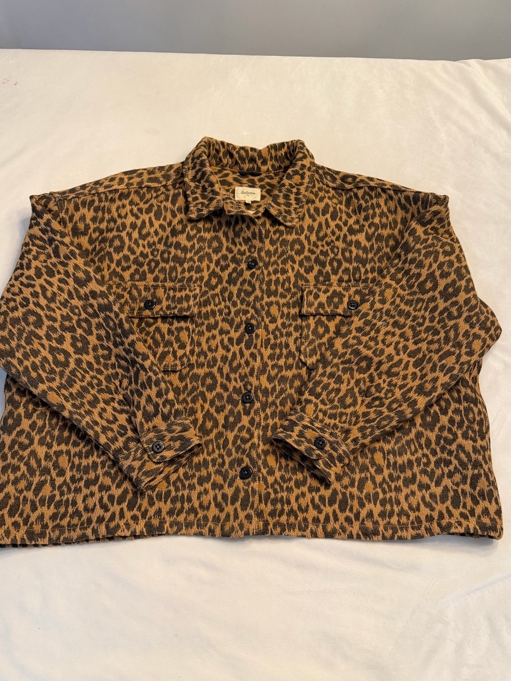 EUC! Bellerose Leopard Jacquard Oversized Jacket, sz 6 US (see chart)